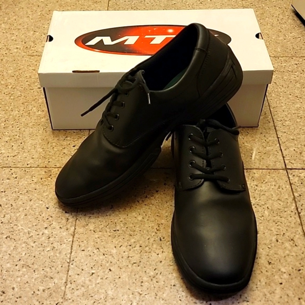 MTX Black Classic Comfort Leather Loafers Laced Dress Shoes Marching Shoes